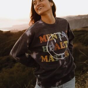 Urban Outfitters Desert Dreamer x Smiley XS Mental Health Tye Dye Sweatshirt NWT